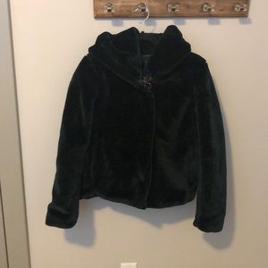 Forest green fur coat